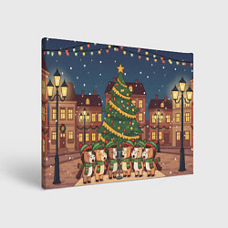 Холст прямоугольный Новогодний хор лошадок, цвет: 3D-принт