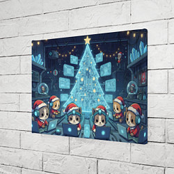 Холст прямоугольный Новогодние котики айтишники, цвет: 3D-принт — фото 2