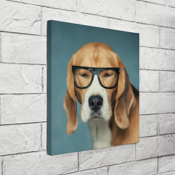 Холст квадратный Бигль в очках, цвет: 3D-принт — фото 2