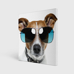 Холст квадратный Джек Рассел в очках, цвет: 3D-принт
