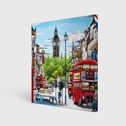 Холст квадратный Улицы Лондона -Big Ben, цвет: 3D-принт