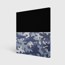 Холст квадратный Камуфляж: черный/голубой, цвет: 3D-принт