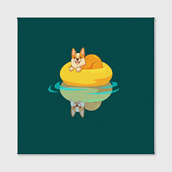 Холст квадратный Корги на пончике, цвет: 3D-принт — фото 2