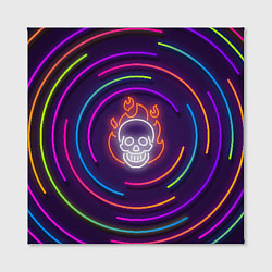 Холст квадратный Неон череп с линиями, цвет: 3D-принт — фото 2