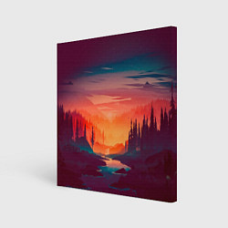 Холст квадратный Minimal forest sunset, цвет: 3D-принт