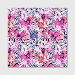 Холст квадратный Акварельные цветы, цвет: 3D-принт — фото 2