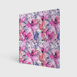 Холст квадратный Акварельные цветы, цвет: 3D-принт