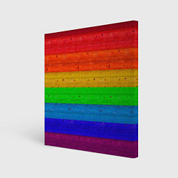 Холст квадратный Разноцветные доски радужный, цвет: 3D-принт