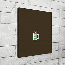 Холст квадратный Батарейка заряд чашка кофе, цвет: 3D-принт — фото 2
