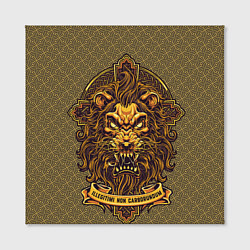 Холст квадратный Золотой лев на кресте, цвет: 3D-принт — фото 2