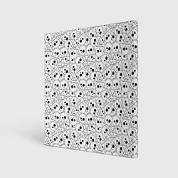 Холст квадратный Черепа черно-белые, цвет: 3D-принт
