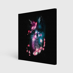 Холст квадратный Лиса с гирляндой, цвет: 3D-принт