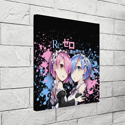Холст квадратный Re:Zero, Рам и Рем, цвет: 3D-принт — фото 2