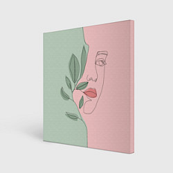 Холст квадратный Девушка с листьями, цвет: 3D-принт