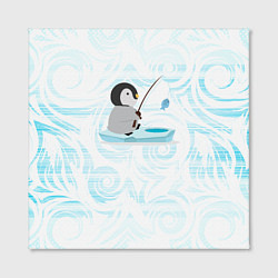 Холст квадратный Пингвин рыбачит, цвет: 3D-принт — фото 2