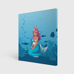 Холст квадратный Mermaid Русалка Русалочка, цвет: 3D-принт