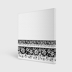 Холст квадратный Черно-белый цветочный принт, цвет: 3D-принт