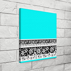Холст квадратный Цветочный бирюзовый узор, цвет: 3D-принт — фото 2