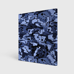 Холст квадратный Синий камуфляж в клетку, цвет: 3D-принт
