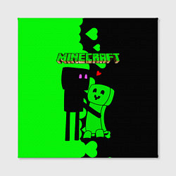 Холст квадратный Любовь Эндермена и Крипера Майнкрафт, цвет: 3D-принт — фото 2