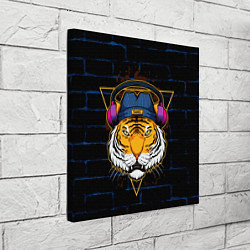 Холст квадратный Тигр в наушниках SWAG, цвет: 3D-принт — фото 2