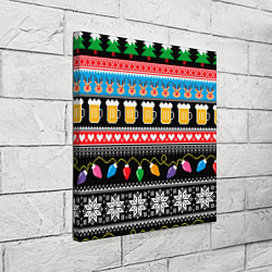 Холст квадратный Новогодний пивной узор, цвет: 3D-принт — фото 2