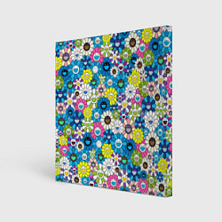 Холст квадратный Takashi Murakami Улыбающиеся цветы, цвет: 3D-принт