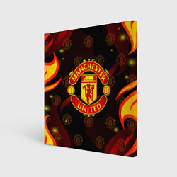 Холст квадратный MANCHESTER UNITED FIRE STYLE SPORT ПЛАМЯ, цвет: 3D-принт