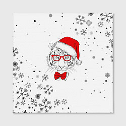 Холст квадратный Новогодний тигр летящие снежинки, цвет: 3D-принт — фото 2