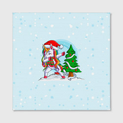 Холст квадратный Новогодний Единорог Dabbing, цвет: 3D-принт — фото 2