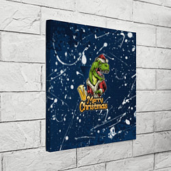 Холст квадратный Merry Christmas Пивозавр, цвет: 3D-принт — фото 2
