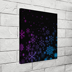 Холст квадратный Новогодние снежинки Градиент, цвет: 3D-принт — фото 2