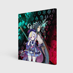 Картина квадратная СЯО И КИКИ НЕОН ГЕНШИН ИМПАКТ