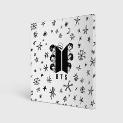 Холст квадратный ЛОГОТИП БТС LOGO BTS, цвет: 3D-принт