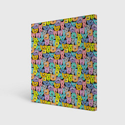 Холст квадратный Весёлые Котики, цвет: 3D-принт