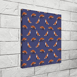 Холст квадратный Акварельные лисы паттерн, цвет: 3D-принт — фото 2