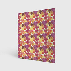 Холст квадратный Красивые Сердечки LOVE, цвет: 3D-принт
