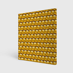 Холст квадратный Золотые Биткоины Golden Bitcoins, цвет: 3D-принт