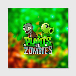 Холст квадратный Plants vs Zombies горохострел и зомби, цвет: 3D-принт — фото 2