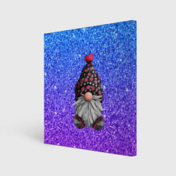 Холст квадратный Зимний гном в шапке, цвет: 3D-принт