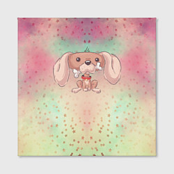 Холст квадратный Милая собачка с костью, цвет: 3D-принт — фото 2