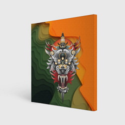 Холст квадратный Голова самурайского тигра, цвет: 3D-принт