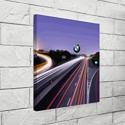 Холст квадратный BMW Ночная трасса, цвет: 3D-принт — фото 2