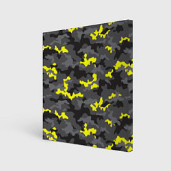 Холст квадратный Камуфляж Серо-Чёрный, цвет: 3D-принт