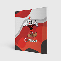 Холст квадратный Cuphead веселая красная чашечка, цвет: 3D-принт