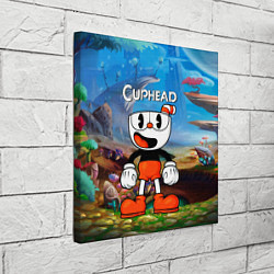 Холст квадратный Cuphead Красная чашечка, цвет: 3D-принт — фото 2