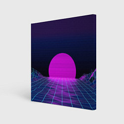 Холст квадратный Закат розового солнца Vaporwave Психоделика, цвет: 3D-принт