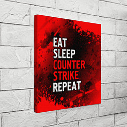 Холст квадратный Eat Sleep Counter Strike Repeat Брызги, цвет: 3D-принт — фото 2