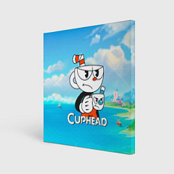 Холст квадратный Cuphead сердитая чашечка, цвет: 3D-принт