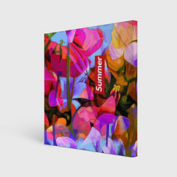 Холст квадратный Красочный летний цветочный паттерн Summer color pa, цвет: 3D-принт
